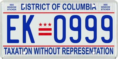 DC license plate EK0999