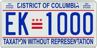 DC license plate EK1000