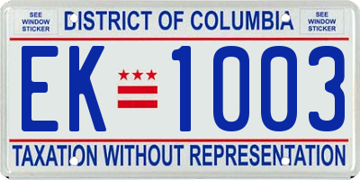 DC license plate EK1003