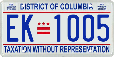 DC license plate EK1005