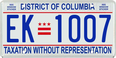 DC license plate EK1007