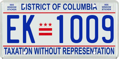 DC license plate EK1009