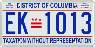 DC license plate EK1013