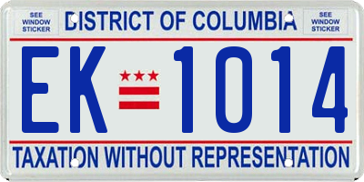 DC license plate EK1014