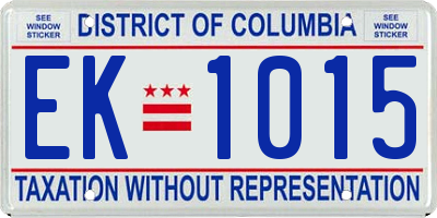 DC license plate EK1015
