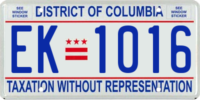 DC license plate EK1016