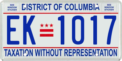 DC license plate EK1017