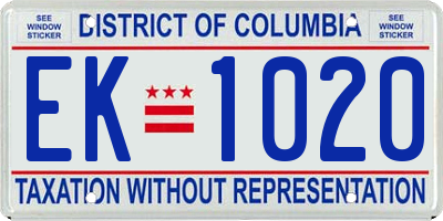 DC license plate EK1020