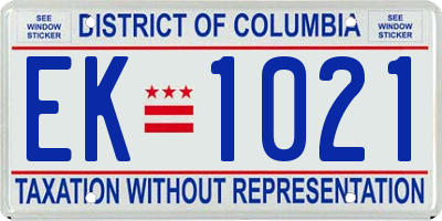 DC license plate EK1021