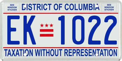 DC license plate EK1022