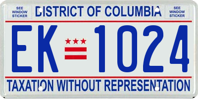 DC license plate EK1024