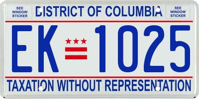DC license plate EK1025