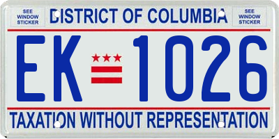 DC license plate EK1026