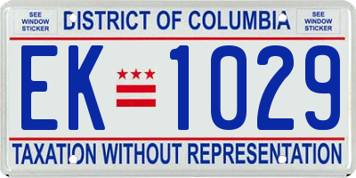 DC license plate EK1029