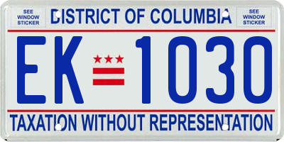 DC license plate EK1030