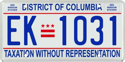 DC license plate EK1031