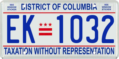 DC license plate EK1032