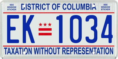 DC license plate EK1034