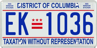 DC license plate EK1036