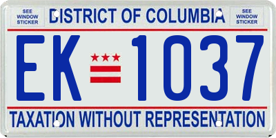 DC license plate EK1037