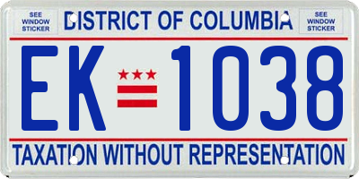 DC license plate EK1038