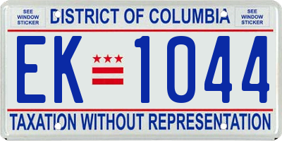 DC license plate EK1044