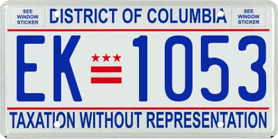 DC license plate EK1053