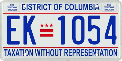 DC license plate EK1054