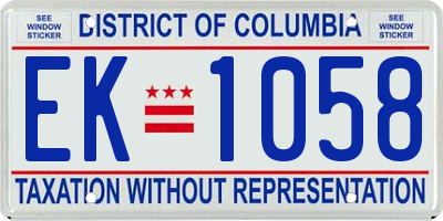 DC license plate EK1058