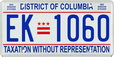 DC license plate EK1060