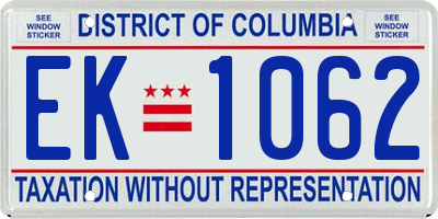 DC license plate EK1062