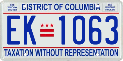 DC license plate EK1063