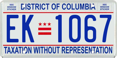 DC license plate EK1067