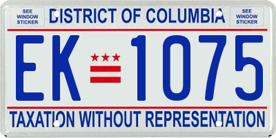 DC license plate EK1075