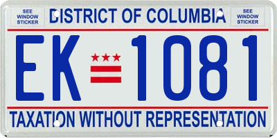 DC license plate EK1081