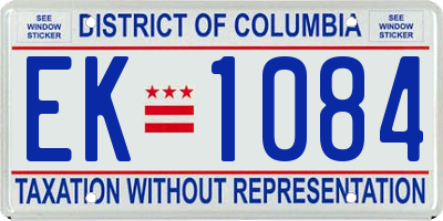 DC license plate EK1084