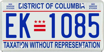 DC license plate EK1085