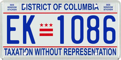 DC license plate EK1086