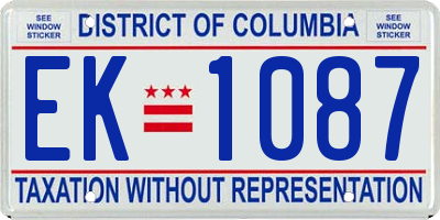 DC license plate EK1087