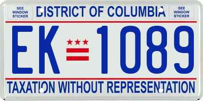DC license plate EK1089