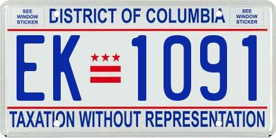 DC license plate EK1091