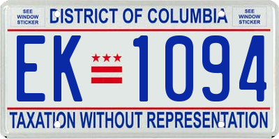 DC license plate EK1094