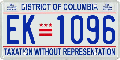 DC license plate EK1096