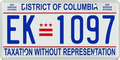 DC license plate EK1097