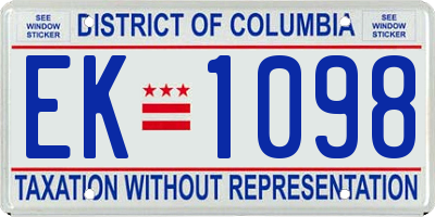 DC license plate EK1098