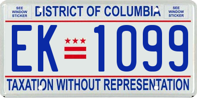 DC license plate EK1099