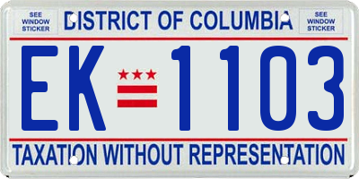 DC license plate EK1103