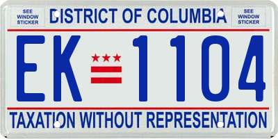 DC license plate EK1104