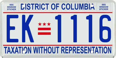 DC license plate EK1116