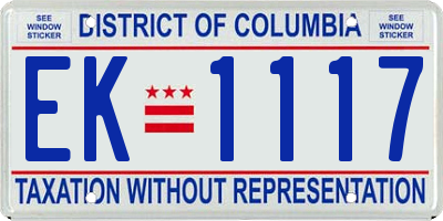 DC license plate EK1117